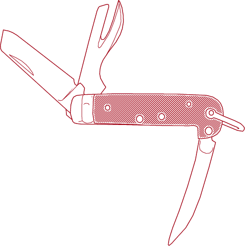 Британский армейский нож с основным клинком, свайкой и консервным ножом