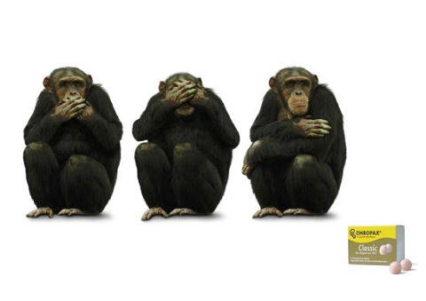 Три обезьяны. Реклама берушей