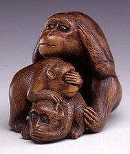 Нэцкэ Три обезьяны. Япония, кон. XIX в.