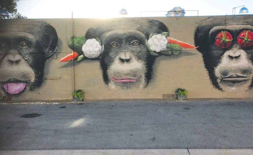 Три обезьяны, граффити, Форт-Уэрт