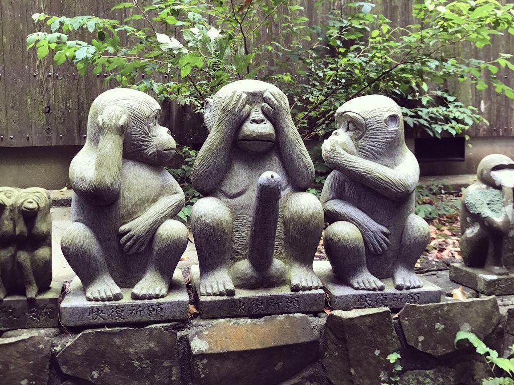 Три обезьяны в фаллическом проявлении. Святилище Ондакэ