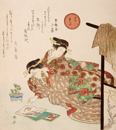 Рюрюкё Синсай, гравюра из триптиха. Период Эдо. 19×20,6 см