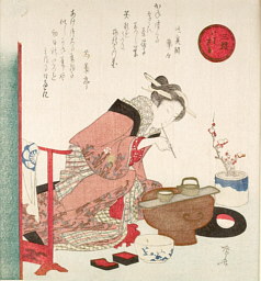 Рюрюкё Синсай, гравюра из триптиха. Период Эдо. 19×20,6 см